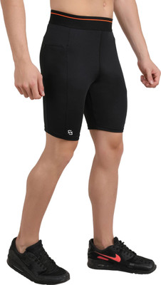 Sportinger Solid Men Black Sports Shorts