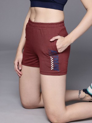 HRX by Hrithik Roshan Solid Women Maroon Regular Shorts