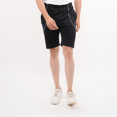 Ecolove Self Design Men Black Regular Shorts
