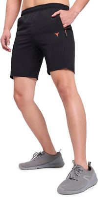 TECHNOSPORT Solid Men Black Sports Shorts