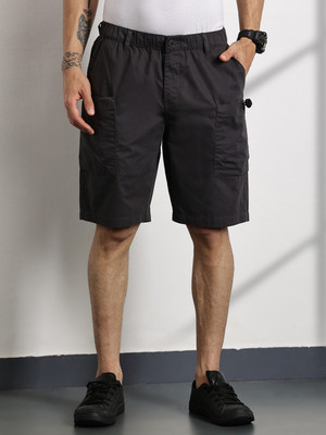 Thomas Scott Solid Men Grey Cargo Shorts