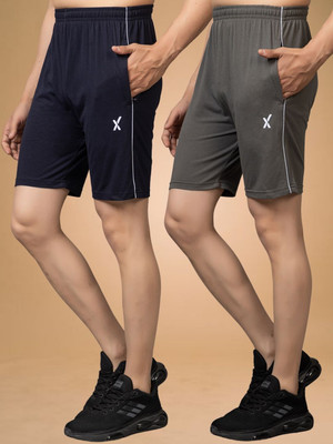 axys Solid Men Blue, Grey Casual Shorts