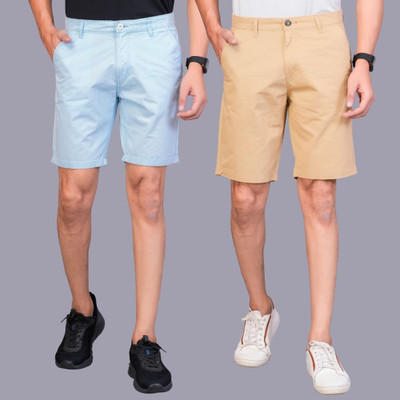 Librazo Solid Men Blue, Beige Regular Shorts