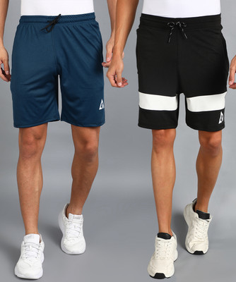 Adrenex Color Block Men Black, Dark Blue Basic Shorts