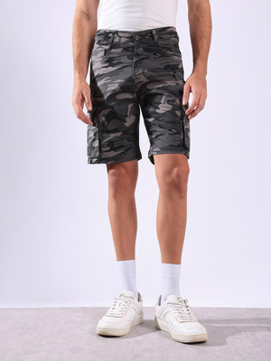 Hence Military Camouflage Men Dark Grey Cargo Shorts