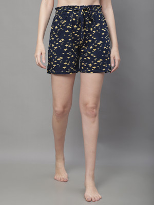 Boston Club Printed Women Dark Blue Night Shorts