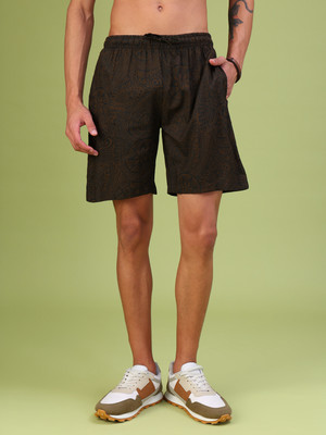 LIMEROAD Printed, Color Block Men Green, Blue Regular Shorts