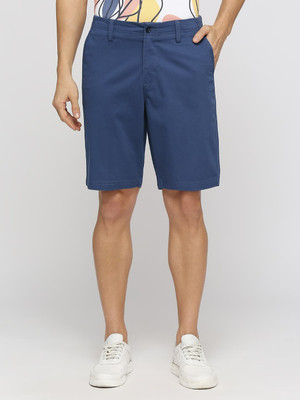 BASICS Self Design Men Blue Regular Shorts