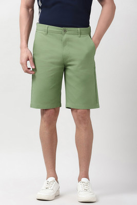 PETER ENGLAND Solid Men Green Regular Shorts