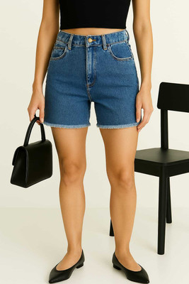 RAINMAIND Solid Women Dark Blue Regular Shorts