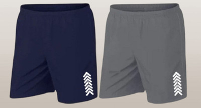skyrow Printed Men Dark Blue, Grey Regular Shorts