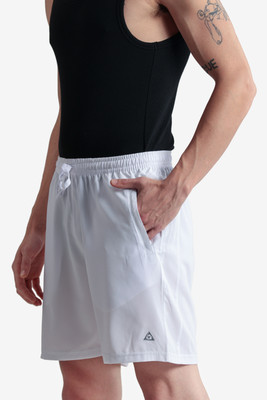 On-Vers Solid Men White Sports Shorts