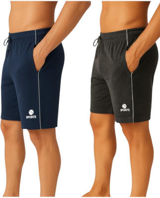 Aargee Solid Men Dark Blue, Dark Grey Regular Shorts