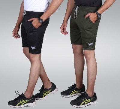 ELTRUD Solid Men Black, Dark Green Sports Shorts, Gym Shorts