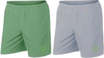 Shine N Show Solid Men Green, Grey Casual Shorts