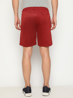 Spartan Self Design Men Maroon Regular Shorts