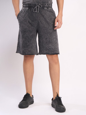 Bene Kleed Dyed/Washed Men Grey Casual Shorts