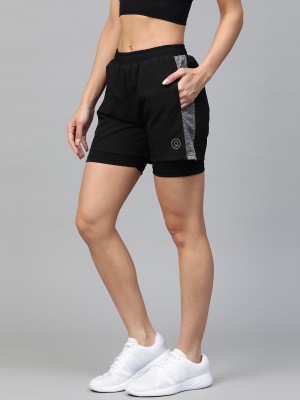 CHKOKKO Solid Women Grey Sports Shorts