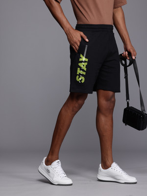 HRX by Hrithik Roshan Printed Men Black Regular Shorts