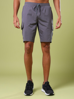 TECHNOSPORT Solid Men Grey Cargo Shorts