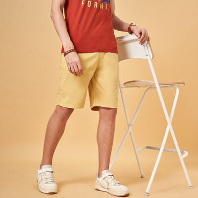 Urban Ranger by Pantaloons Solid Men Yellow Basic Shorts