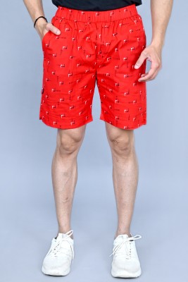 Cargo Sports Printed Men Red Bermuda Shorts