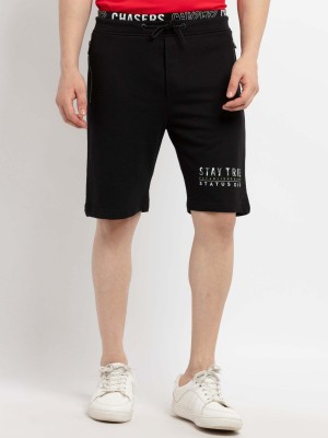 Status Quo Printed Men Black Basic Shorts