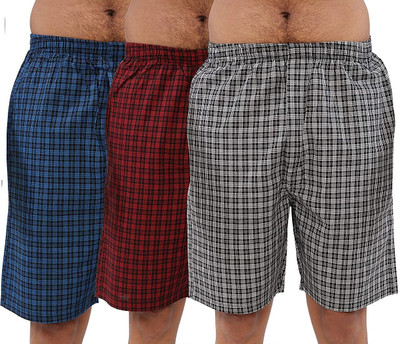 4 YOU Checkered Men Multicolor Night Shorts