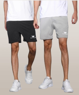 skyrow Graphic Print Men Grey, Grey Regular Shorts