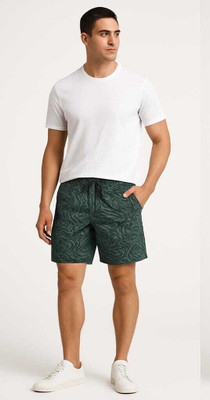 Shaw collection Printed Men Dark Green Basic Shorts