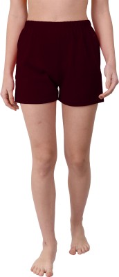 THE BLAZZE Solid Women Maroon Night Shorts