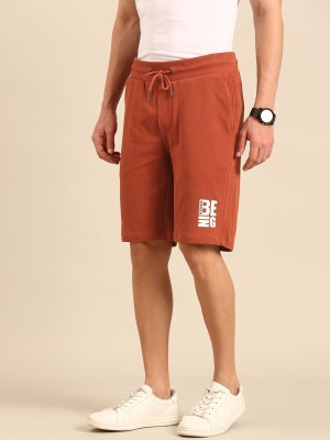 BEING HUMAN Solid Men Orange Casual Shorts