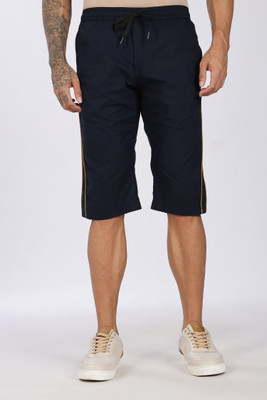 24 Street Solid Men Dark Blue Casual Shorts