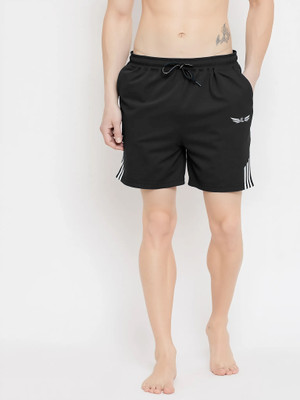Chrome & Coral Striped Men Grey Casual Shorts
