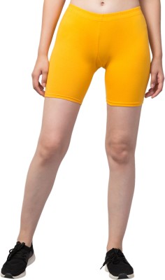 AmkrFashion Solid Women Yellow Sports Shorts