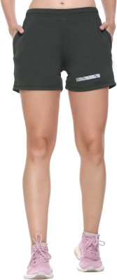 Colors & Blends Solid Women Green Sports Shorts