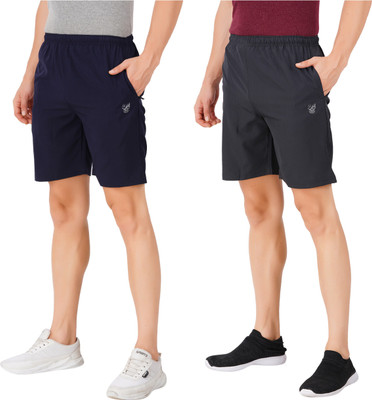 OFFENDERS Solid Men Grey, Dark Blue Regular Shorts
