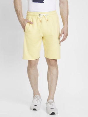 Spykar Solid Men Yellow Basic Shorts