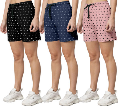 OINOZ Printed Women Multicolor Regular Shorts