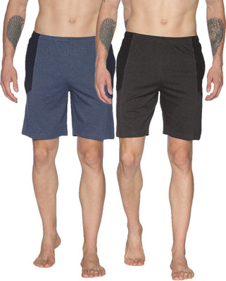 Dollar Color Block Men Black, Blue Regular Shorts