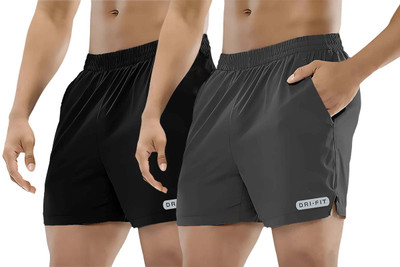 PRABAHA Solid Men Black, Grey Regular Shorts