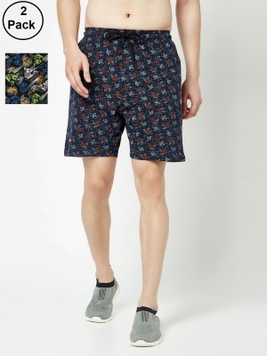 TT Printed Men Green, Dark Blue Bermuda Shorts