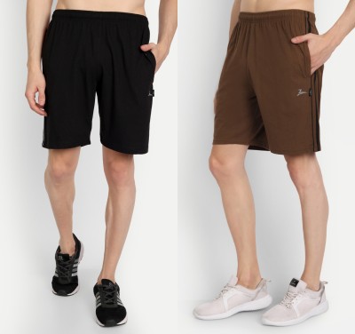 Zeffit Solid Men Black, Brown Bermuda Shorts