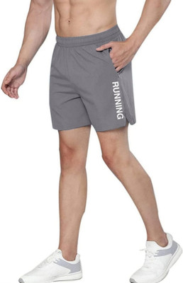 AdeebaFashion Solid Men Grey Running Shorts