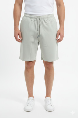 VOMAZO Solid Men Beige Basic Shorts