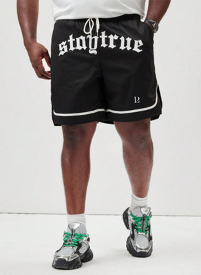 LOTHRIC Printed Men Black Gym Shorts