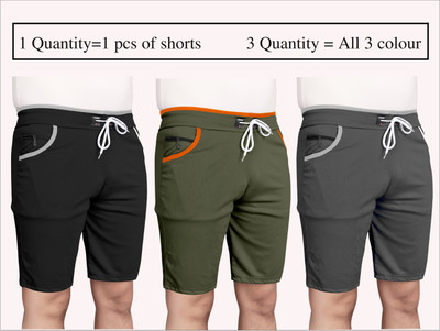 WeReKo Solid Men Silver Regular Shorts