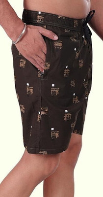 24 Street Printed Men Green Casual Shorts