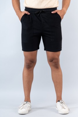 TISTABENE Solid Men Black Baggy Shorts