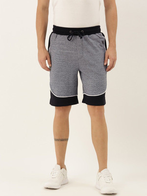 HouseOfCommon Color Block Men Grey Casual Shorts